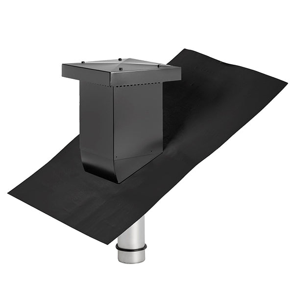 Taghætte  200x200 mm Smig 10-55 Alu Sort Ø110 isoleret Sort fast flash