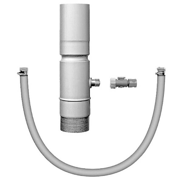 Rheinzink regnvandssamler Ø76 mm inkl Gardena-stik til 1/2'' slange walzblank