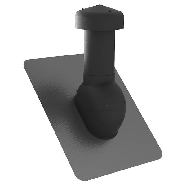 Ventilationshætte Ø125 mm 10-48 grader m/FastFlash inddækning