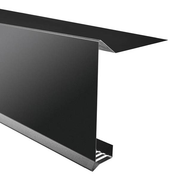 Ventileret vindskede 200mm spejl i sort aluminium set skråt forfra