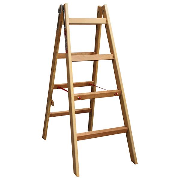 JUMBO wooden Viennese ladder laminated 2x4 steps 114 cm