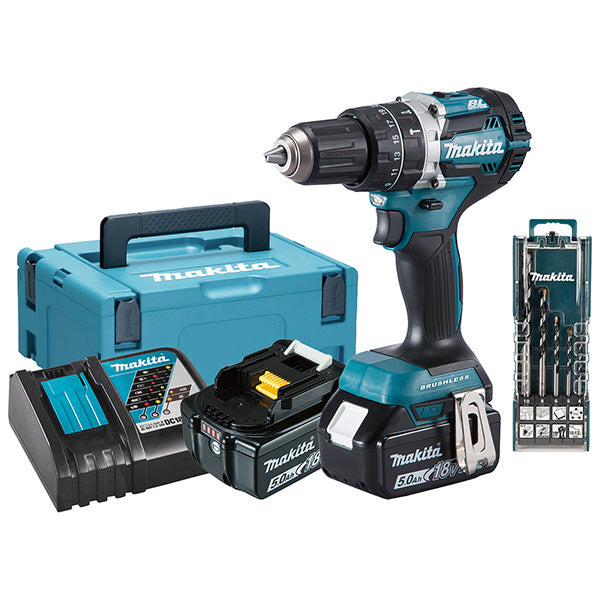 Makita slagboremaskine DHP484T2JB m/5 dele