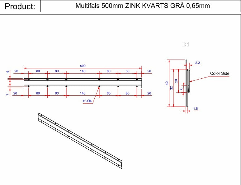 Multifals KVARTS GRÅ ZINK