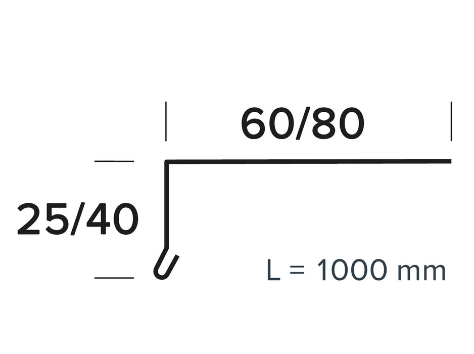 Murafdækning nr 12 A alu sort RAL 9005 0,6x40x80x1000 mm