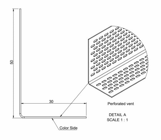 Sokkelsikring / Ventilationsprofil 30 × 50 mm type L – blank aluminium – 3 meter