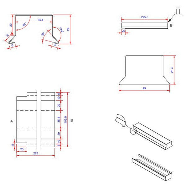 Sternkapsel 0,6x36x225 muffe lille Blank alu