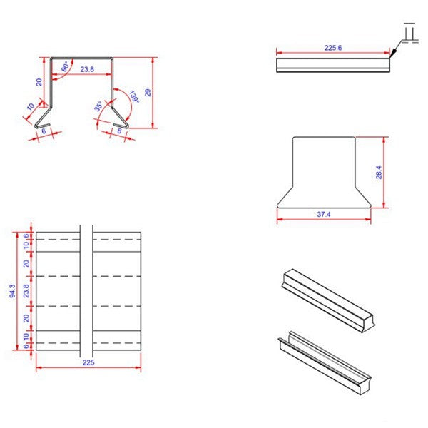 Sternkapsel 0,6x22x225 muffe stor Blank alu