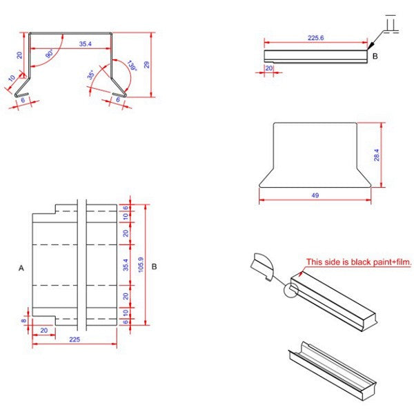 Sternkapsel 0,6x36x225 muffe lille Sort alu