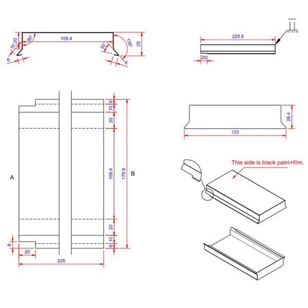 Sternkapsel 0,6x110x225 muffe lille Sort alu