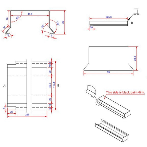 Sternkapsel 0,6x46x225 muffe lille Sort alu