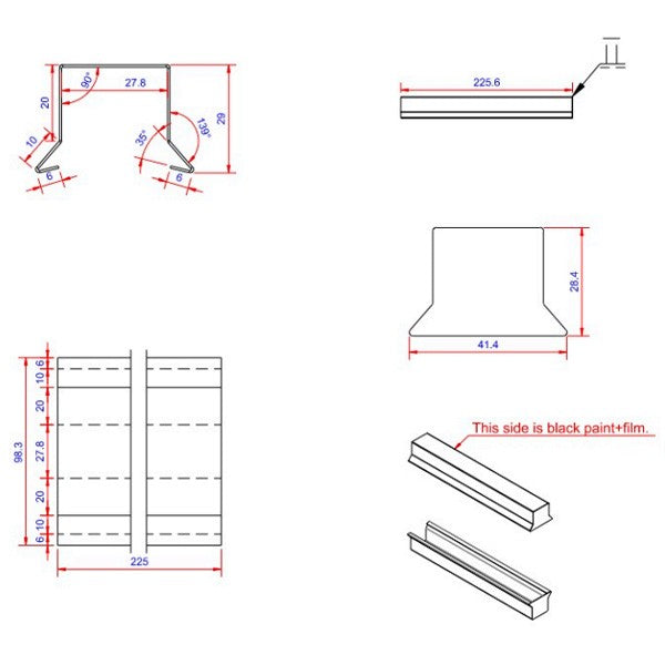 Sternkapsel 0,6x26x225 muffe stor Sort alu