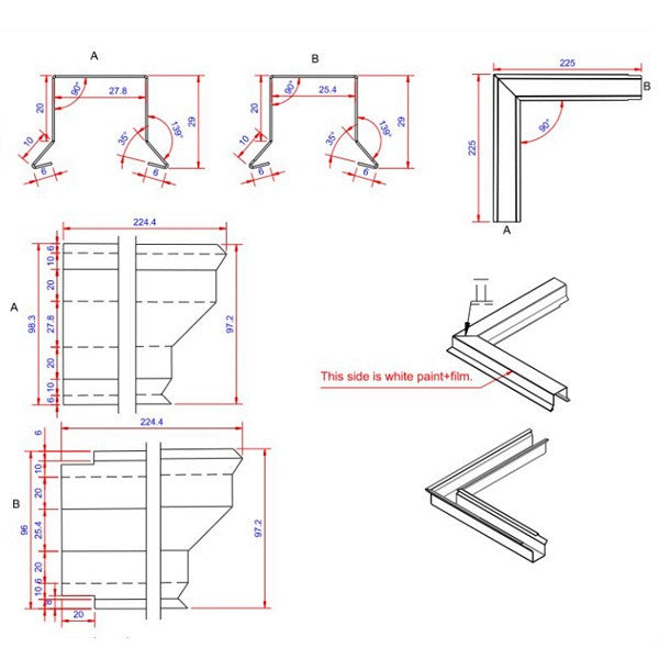 Stern capsule 0.6x26x225 corner outside White alu