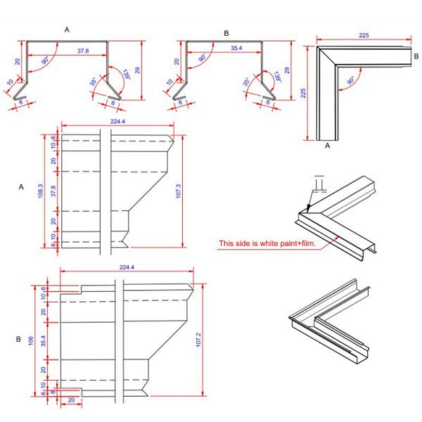 Stern capsule 0.6x36x225 corner outside White alu