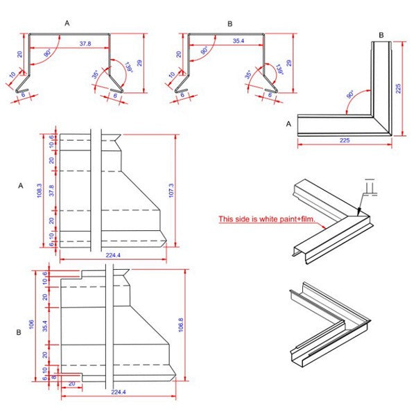 Stern capsule 0.6x36x225 corner inside White alu