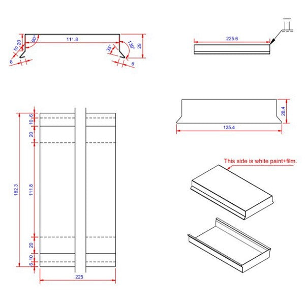 Sternkapsel 0,6x110x225 muffe stor Hvid alu