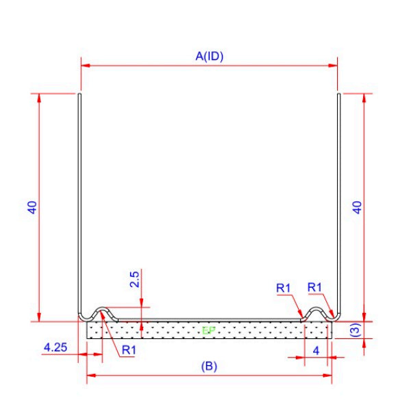 Top/bund skinne U-profil til gips m/EP belægning 45 mm - 3 meter