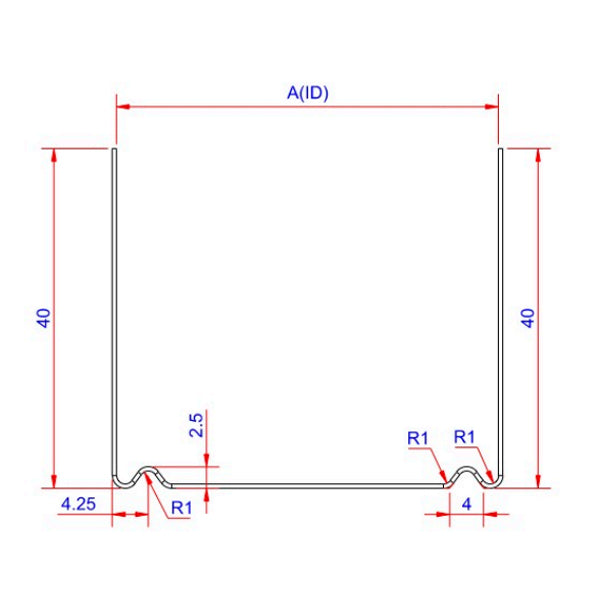 Top/bund skinne U-profil til gips 95 mm - 3 meter