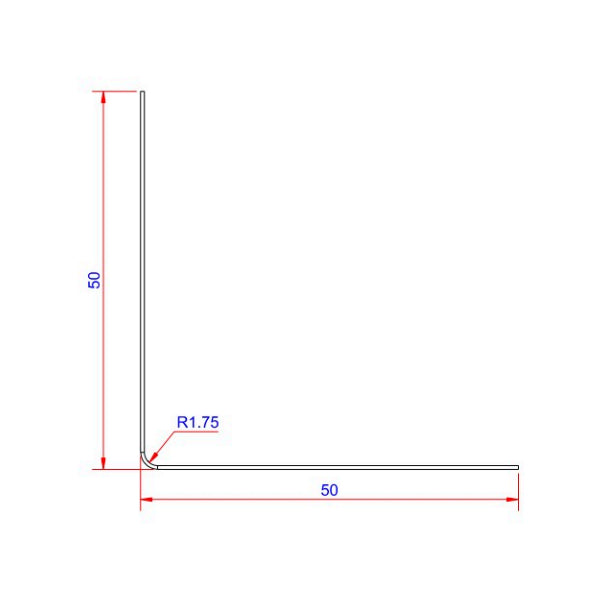 Hjørneprofil 50x50 mm - 3 meter