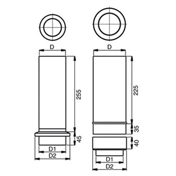 Lindab Rainline skydestykke 75 mm lige Stålmetallic