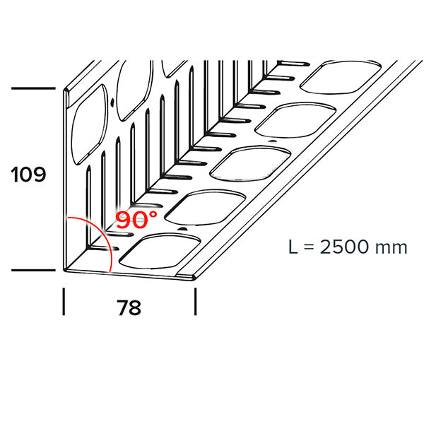 Drænprofil t/grønne tage / Sedumtag 109x78x2500 mm aluminium
