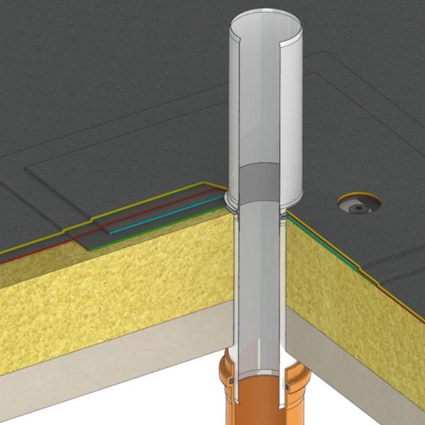Indstik faldstamme 90x300/90x250 Stål/Derbigum O-ring Ø90x10 mm