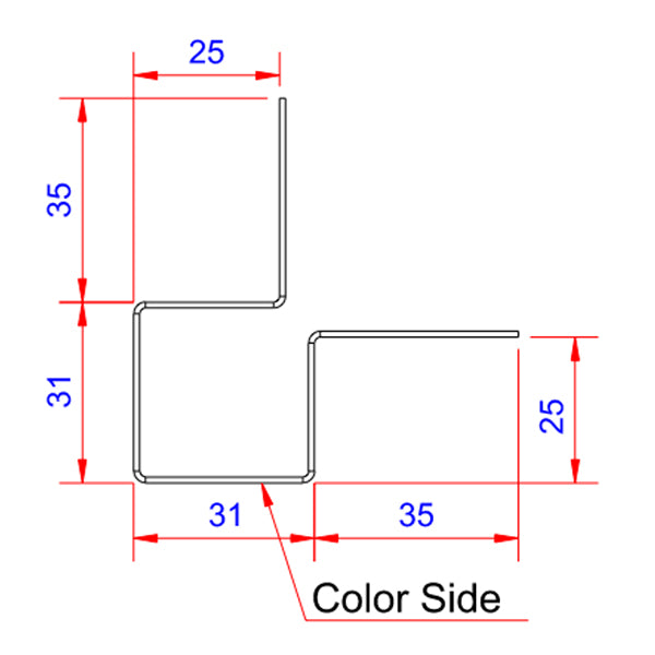 Udvendig hjørne 25 mm dyb - SORT - 3 m