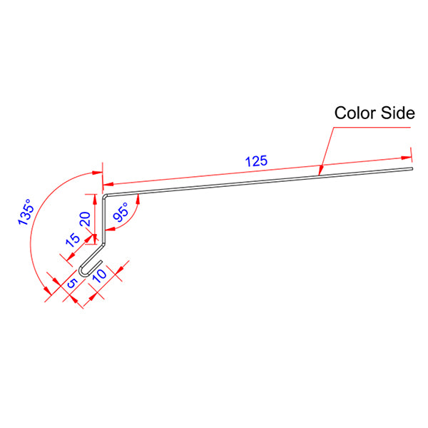 Sålbænk - SORT aluminium - 3 m - 125mm dyb 5° fald