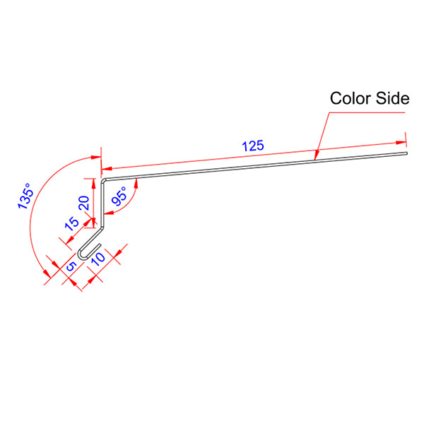 Sålbænk - HVID  aluminium - 3m - 125mm dyb - 5° fald