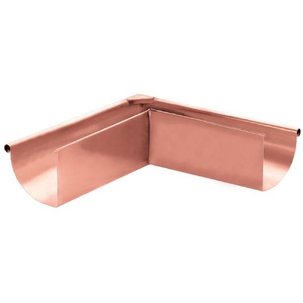 VM Zinc miter extension copper 333 mm bevelled 90 degrees 1/4 round
