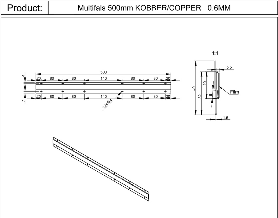Multifals til sternplade - kobber
