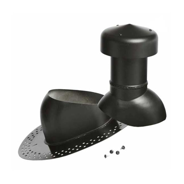 Rund aftrækshætte Ø125 universal 10-48 grader t/tagpap perforeret flange