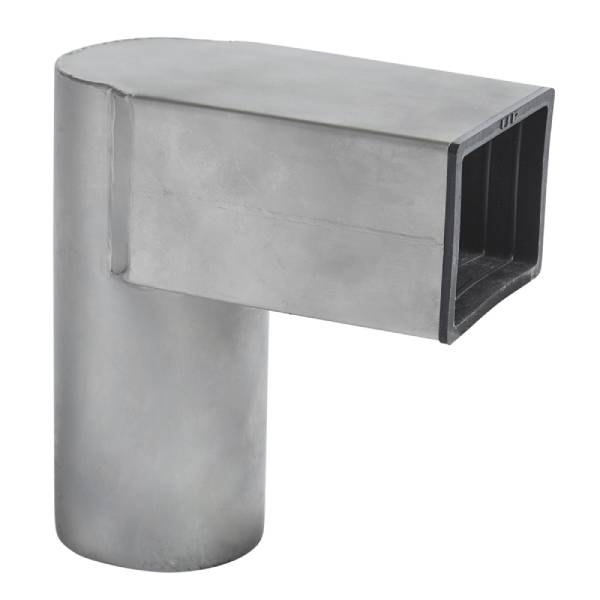 Rektangulær brønd 68 90 grader bukket flange SBS PF 5000, 240x50x600 mm 0 grader rør fald - 90 grader rør ende