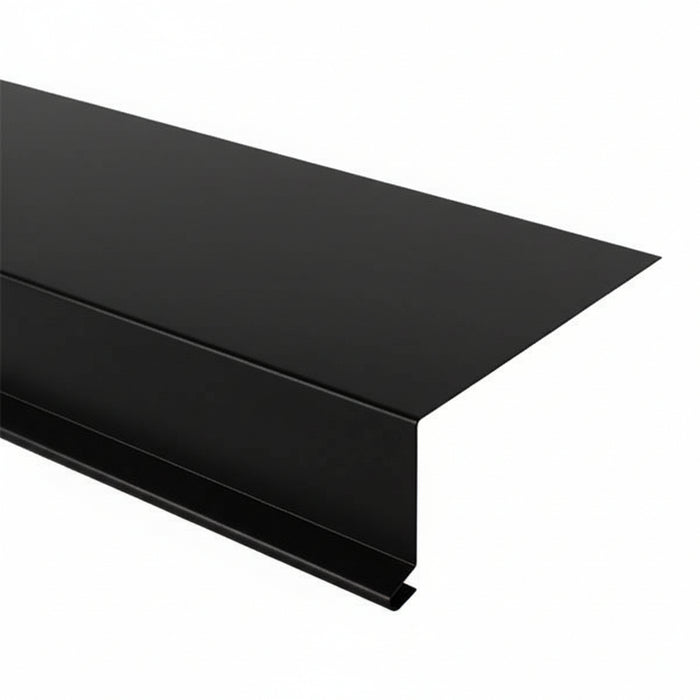 Fodblik nr 12, 80 mm flange alu RAL 9005 0,6x55x80x1000 mm Sværtet