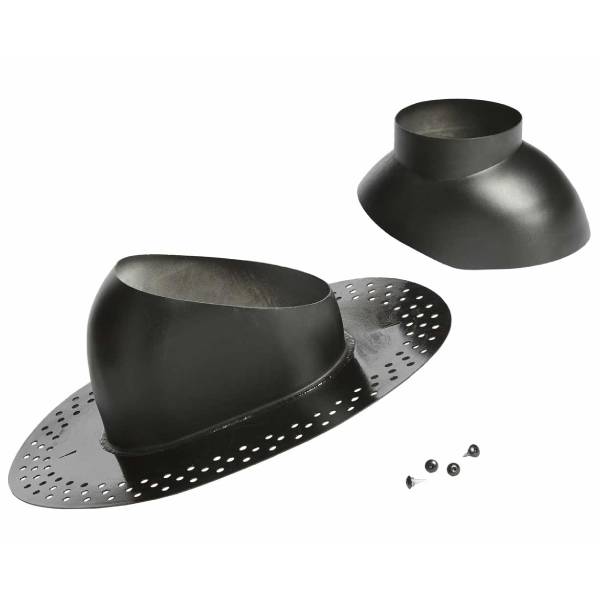 Taginddækning Ø160 mm alu universal smig 10-48 grader Perforeret flange