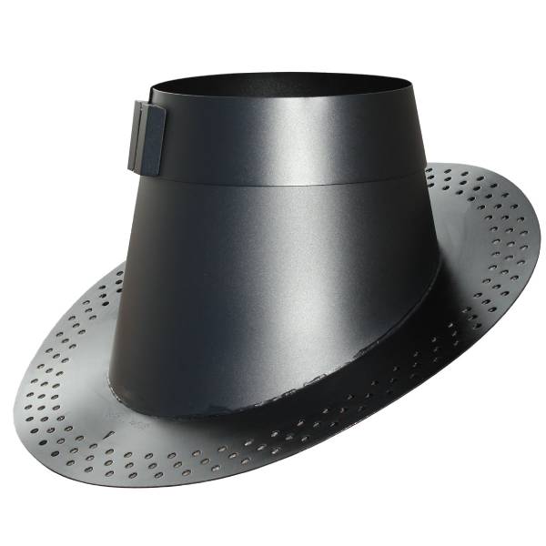 Roof covering Ø230 mm 11-32 degrees Perforated aluminum flange blackened incl. standard clamping collar