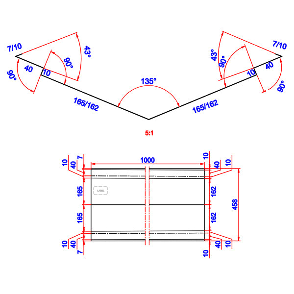 Skotrende 7" dobbelt alu 80x380x1000 mm