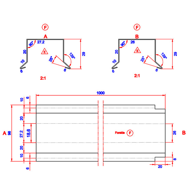 Sternkapsel 26 mm lige alu 20x26x1000 mm