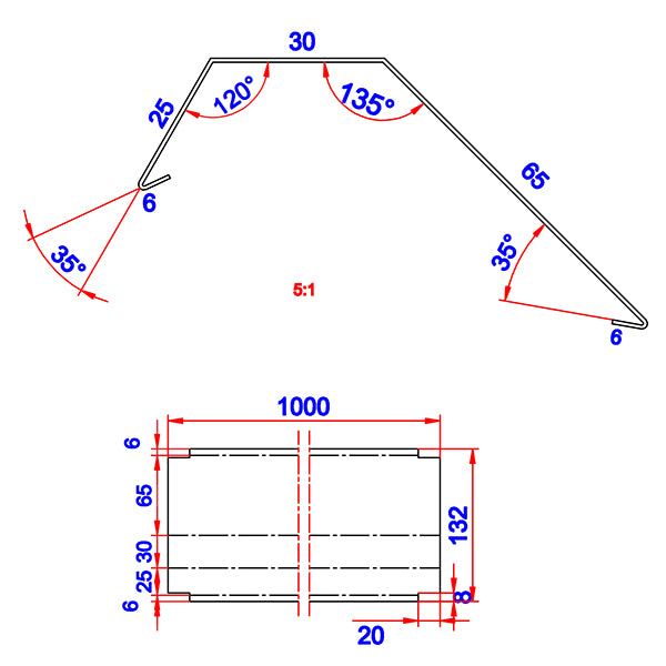 Stern capsule 65 alu 65x30x1000 mm