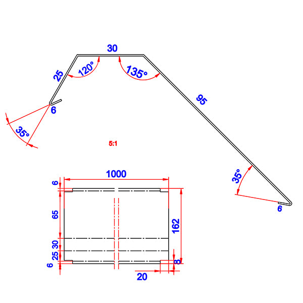 Sternkapsel 95 alu 95x30x1000 mm