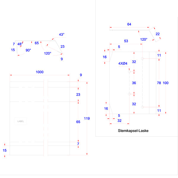 Stern capsule 4B alu 23x65x1000 mm