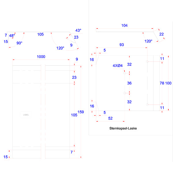 Sternkapsel 4D 102 alu 23x105x1000 mm