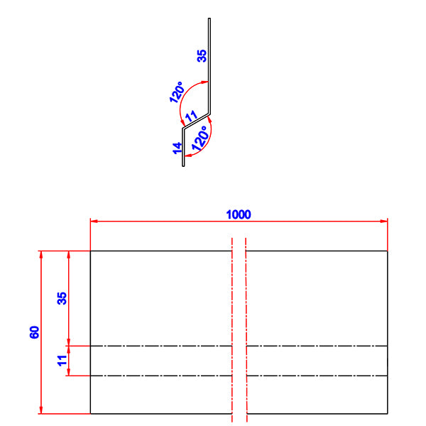 Z-profil 11 mm alu 60x11x1000 mm