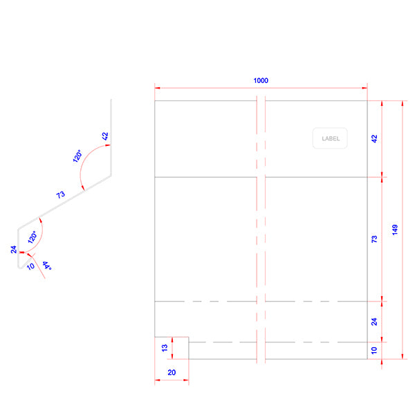 Facade profile 6C alu 24x73x1000 mm