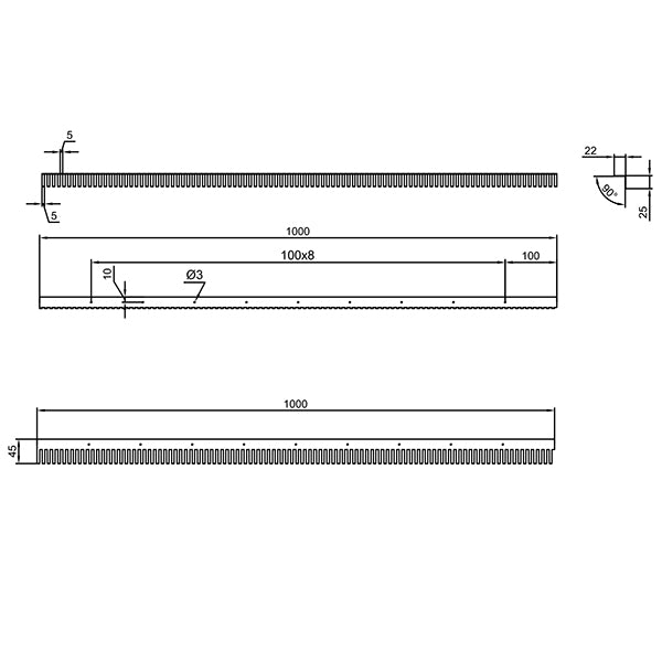 Musebeskytter 26 mm ALU 22x26x1000 mm