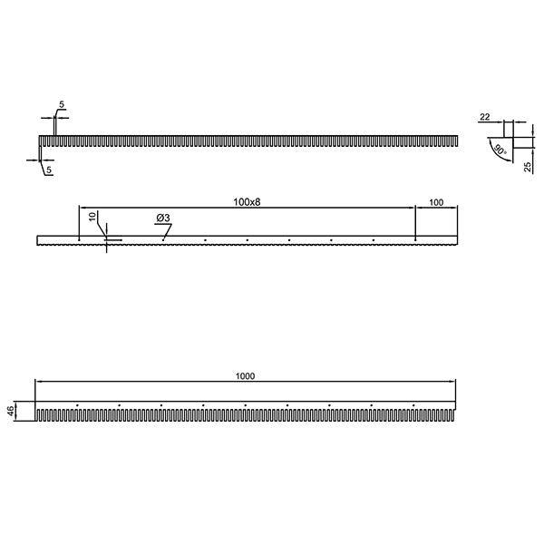 Musebeskytter 26 mm GALV stål 22x26x1000 mm