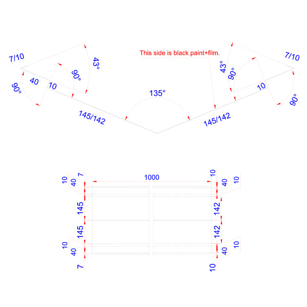 Skotrende 6" dobbelt i SORT aluminium a 1 meter med samlefals