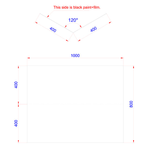 Skotrende sort aluminium 400x400x1000 mm Inklusive blindfals