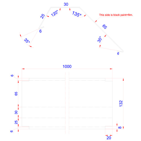 Sternkapsel 65 SORT alu 65x30x1000 mm