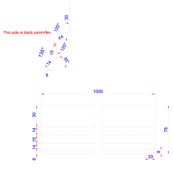 Z-profil 14 mm SORT alu 78x14x1000 mm