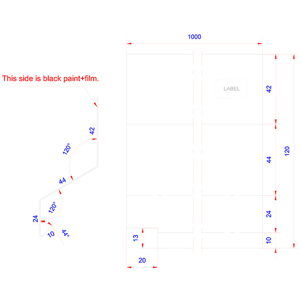 Facade profile 6B BLACK alu 24x44x1000 mm